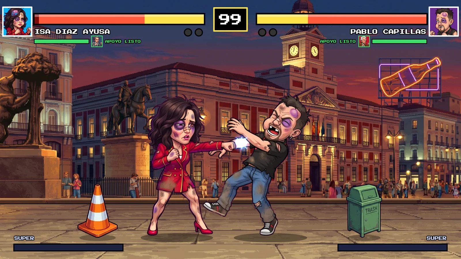 Dos luchadores magullados al final de un asalto
