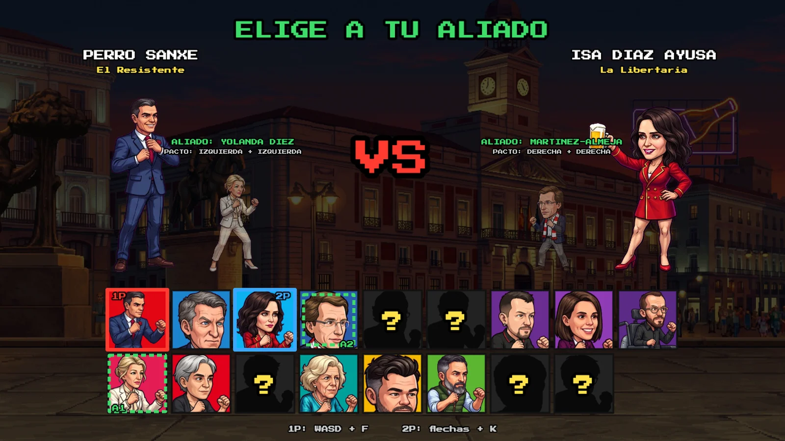 Pantalla de selección de líder y aliado