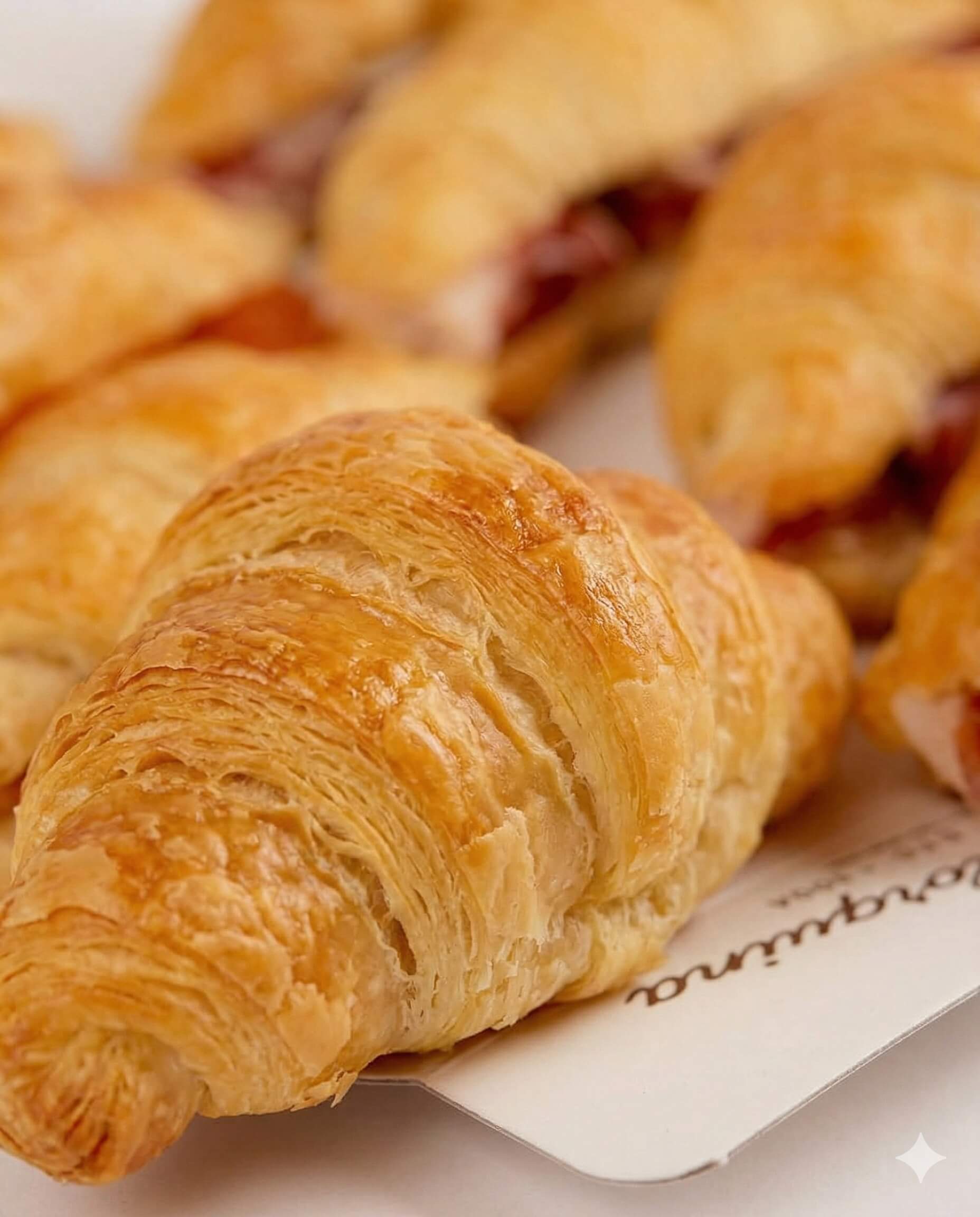 Fotografía croissant panadería IA
