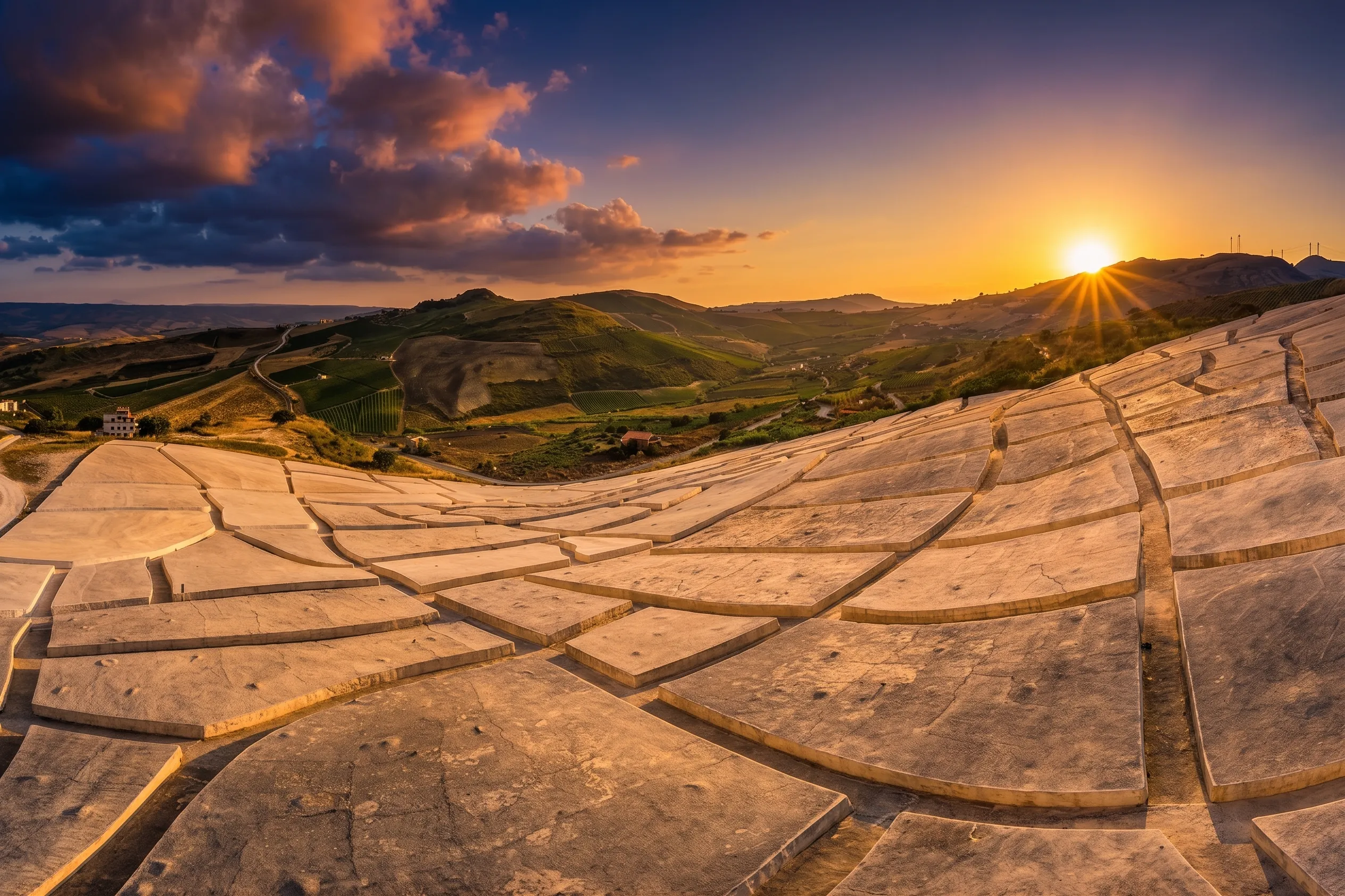 Atardecer sobre el Cretto di Burri en Gibellina