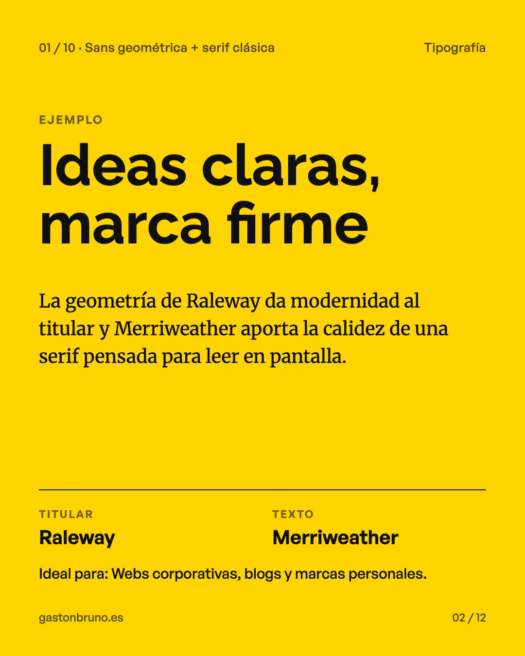 Combinación tipográfica Raleway + Merriweather: titular en Raleway y texto en Merriweather