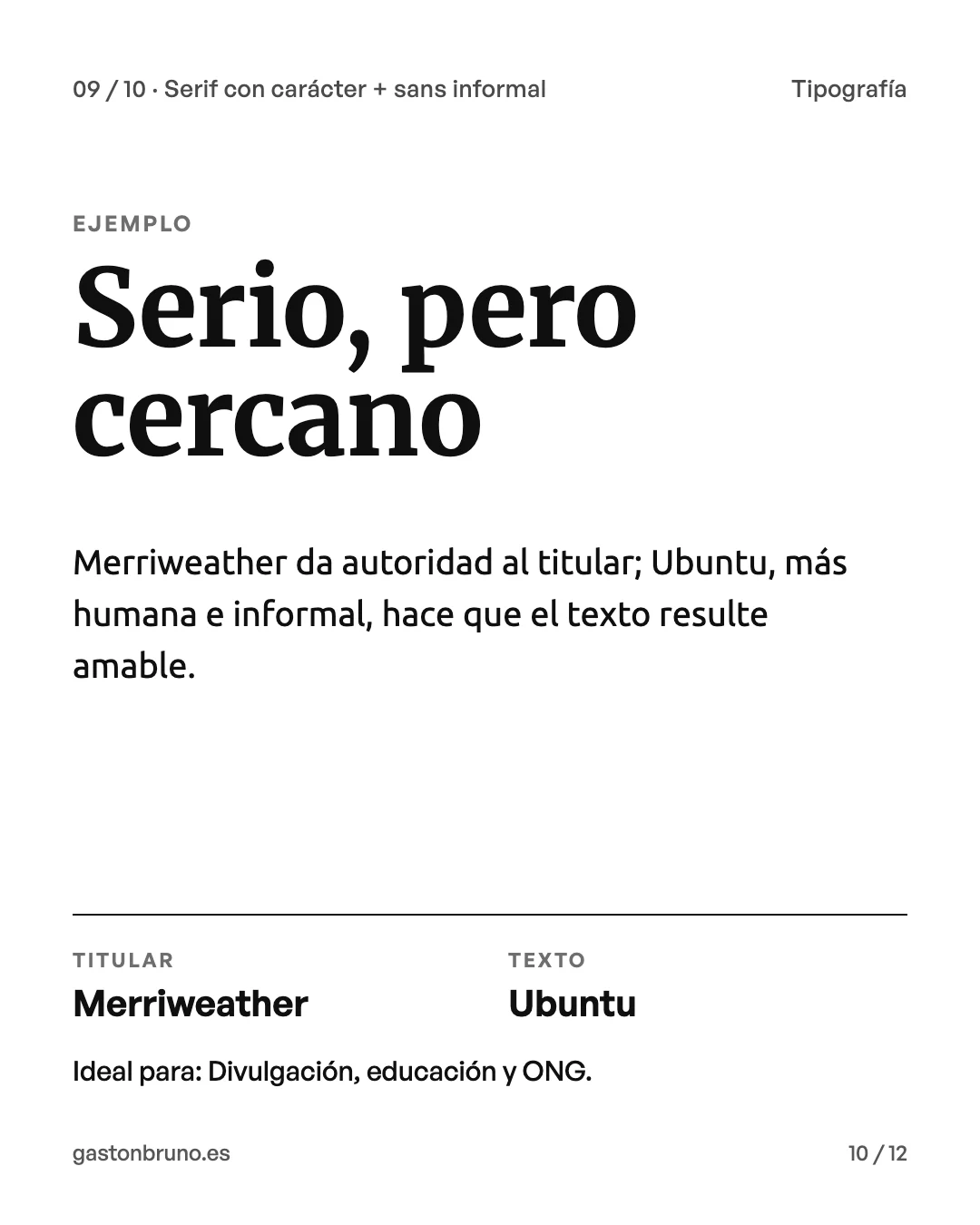 Combinación tipográfica Merriweather + Ubuntu: titular en Merriweather y texto en Ubuntu