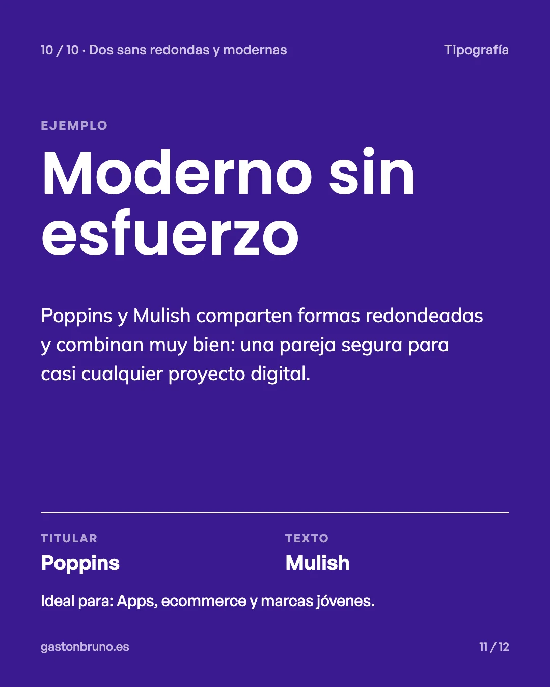 Combinación tipográfica Poppins + Mulish: titular en Poppins y texto en Mulish
