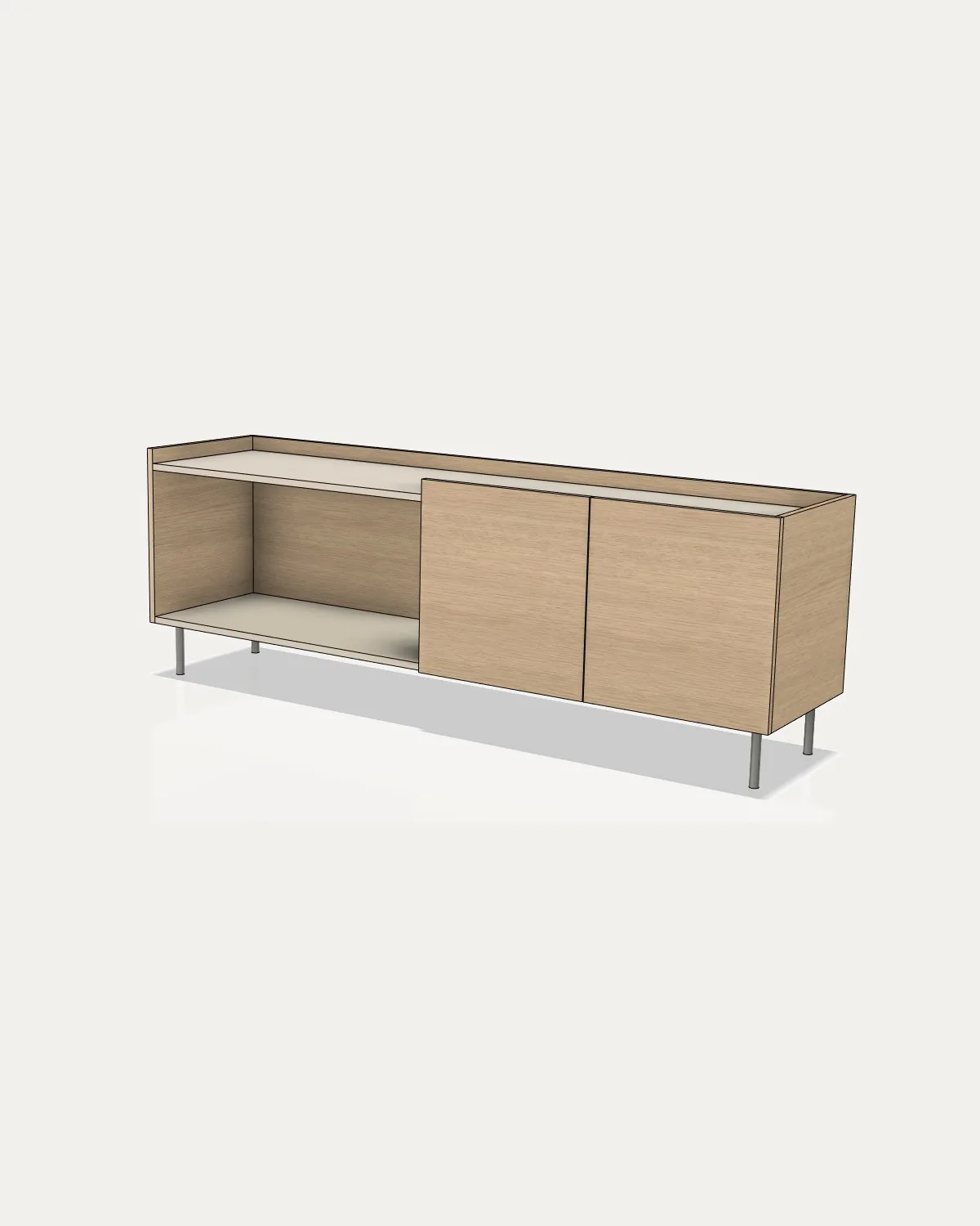 Render 3D del mueble de TV Nido proporcionado por Lavila