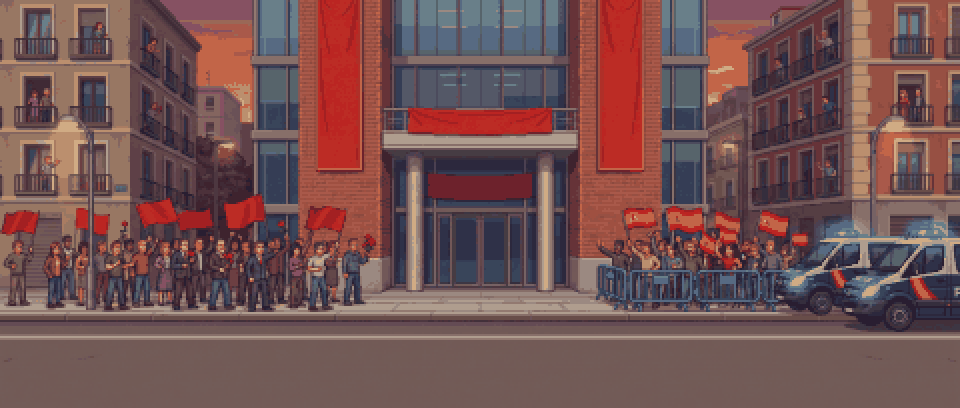 Escenario animado en pixel art: Calle Ferraz