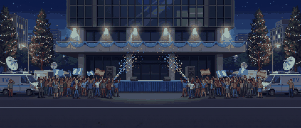 Escenario animado en pixel art: Calle Génova
