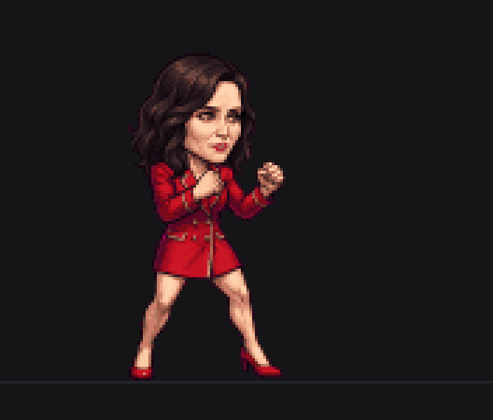Animación en pixel art de Isa Díaz Ayusa: guardia, andar, puño, patada y especial
