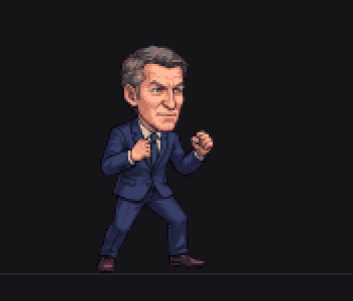 Animación en pixel art de Alberto Freijóo: guardia, andar, puño, patada y especial