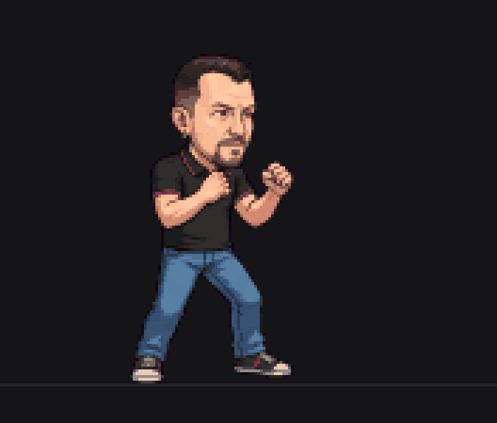 Animación en pixel art de Pablo Capillas: guardia, andar, puño, patada y especial