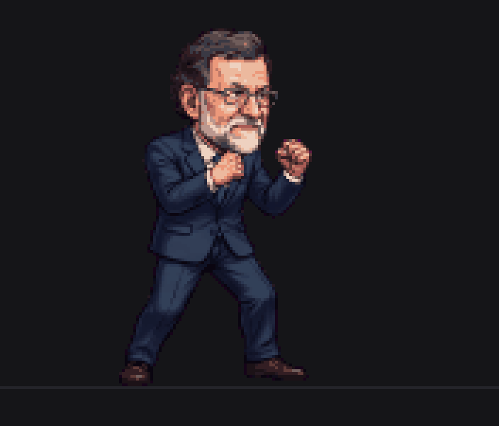 Animación en pixel art de M. Rajoy: guardia, andar, puño, patada y especial