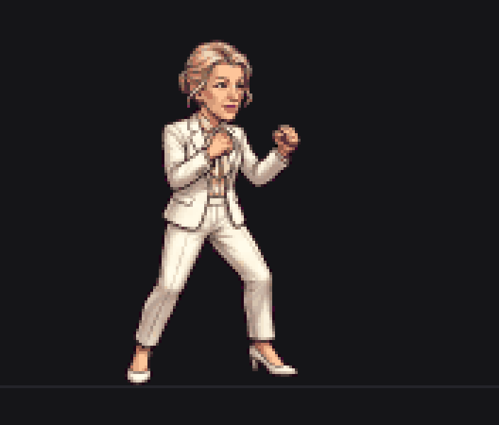 Animación en pixel art de Yolanda Díez: guardia, andar, puño, patada y especial