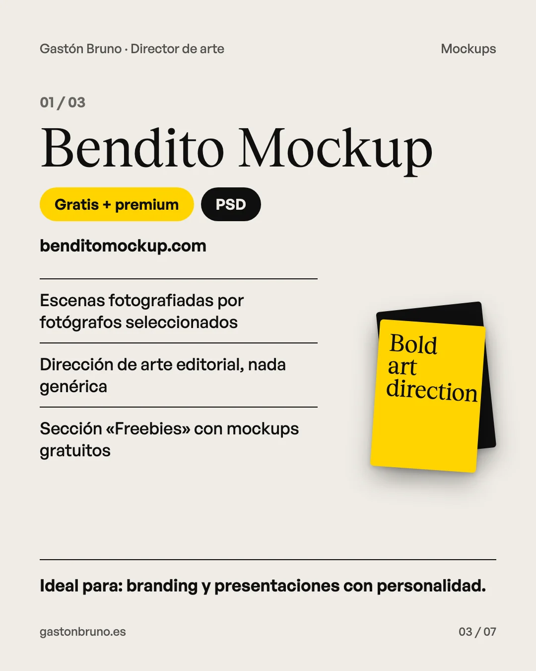 Bendito Mockup, web de mockups PSD con dirección de arte editorial